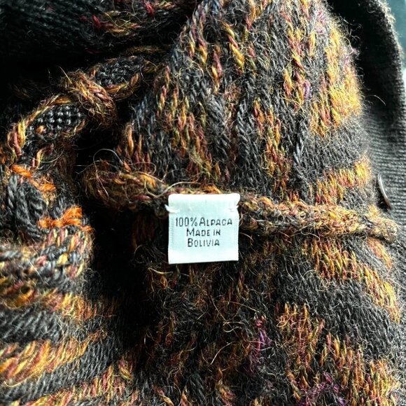 PERUVIAN CONNECTION 100% Alpaca Cardigan Jacket - Fall Colors - EUC - Size XS - Picture 9 of 9